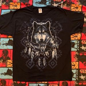 Nice Vintage Wolves In Wilderness Tee